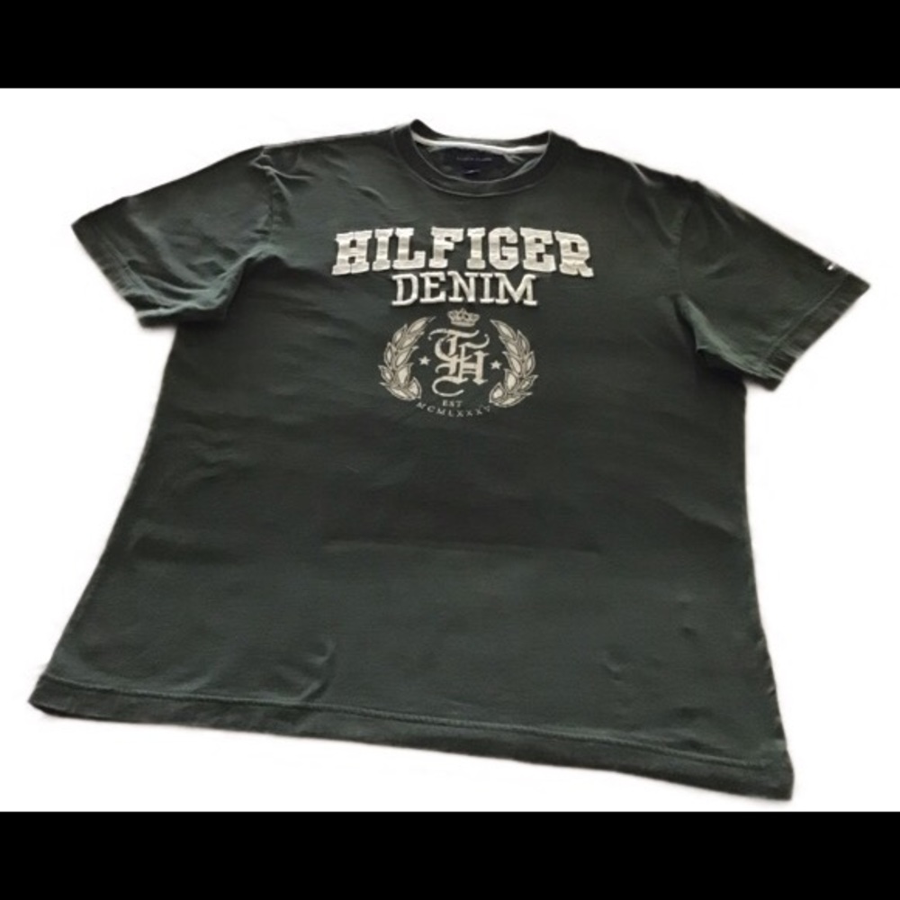 VINTAGE HILFIGER Denim Appliqué t-Shirt size M